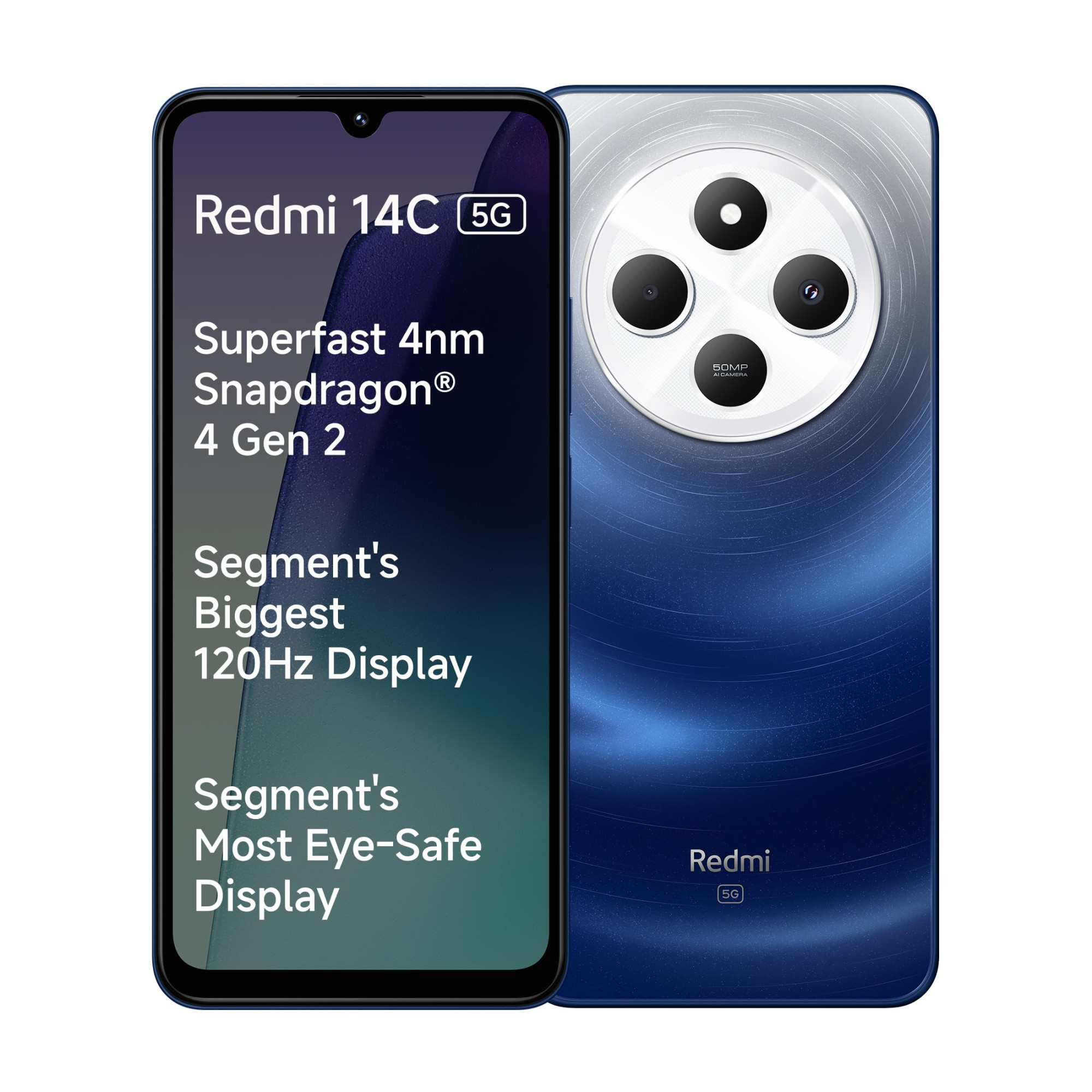 Redmi 14C 5G Starlight Blue 6GB RAM 128GB Storage  Superfast 4nm Snapdragon 4 Gen 2  120Hz 1747cm 688 Display  5160mAh Battery  50MP Dual Camera  Premium Starlight Design