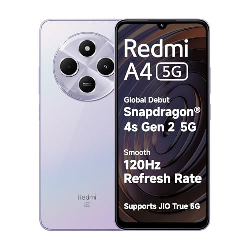 Redmi A4 5G Sparkle Purple 4GB RAM 64GB Storage  Global Debut SD 4s Gen 2  Segment Largest 688in 120Hz  50MP Dual Camera  18W Fast Charging