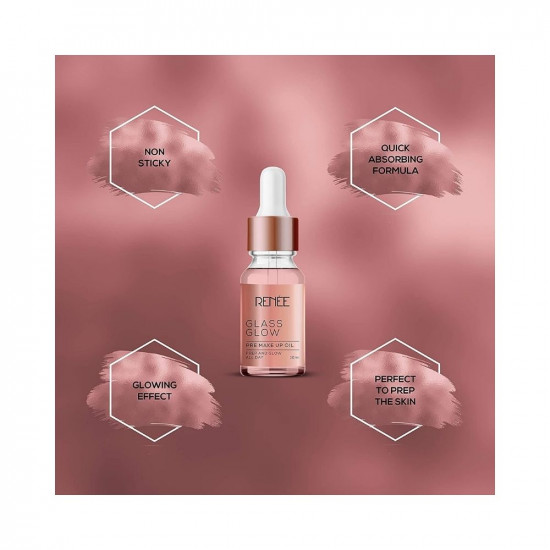 RENEE Renee Glass Glow Pre Makeup Oil Primer 10ml| Non Sticky, Smoooth Finish| Hydrates, Repairs & Nourishes Skin| Adds Natural Glow to the Skin