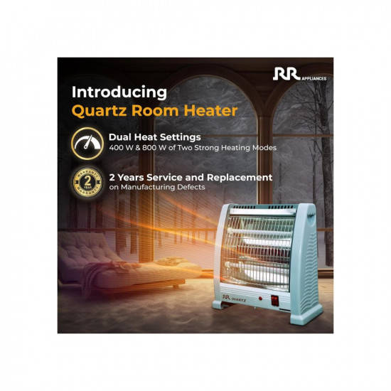 RR Quartz Room Heater for Home with Tip-Over Protection, Silent Room Heater with 2 Heat Settings of 400W for Bedroom Office Indoor (ISI Approved) with 1 Year Warranty