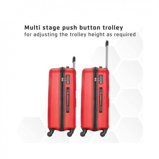 Safari Pentagon Trolley Bag Set, Small, Medium & Large Suitcase for Travel, 4 Wheel 55, 65 & 75 cm Red Luggage for Men and Women, Polypropylene Hard Side Cabin and Check in Bag