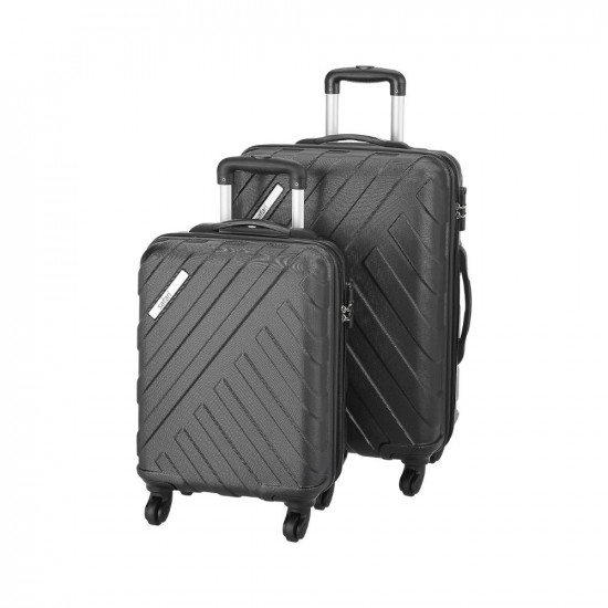 Safari RAY Polycarbonate Combo Set of Small and Medium Check in- Black Hardsided Luggage (RAY SM Combo 4W Black) (RAYSM4WBLK)