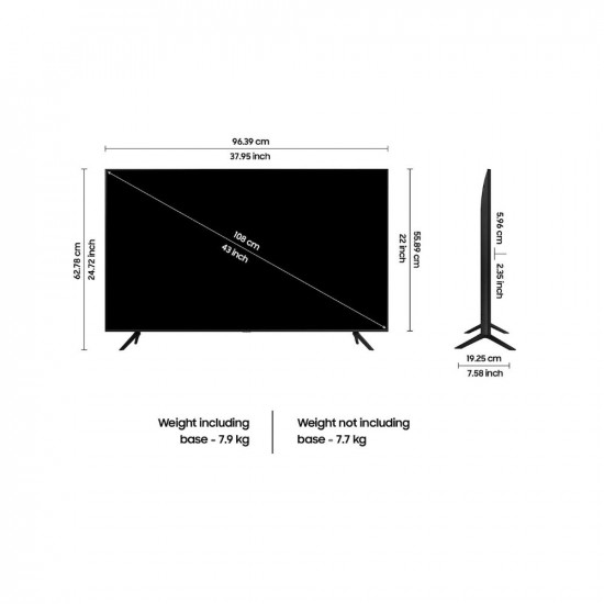 Samsung 108 cm 43 inches Crystal iSmart 4K Ultra HD Smart LED TV UA43CUE60AKLXL Black