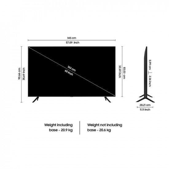 Samsung 163 cm 65 inches Crystal iSmart 4K Ultra HD Smart LED TV UA65CUE60AKLXL Black