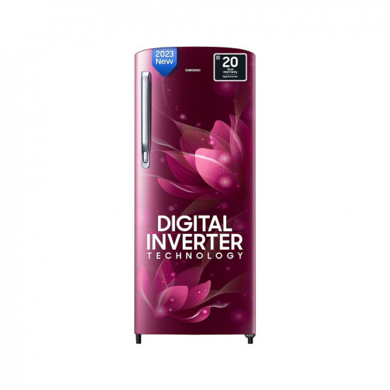 Samsung 183 L 3 Star Digital Inverter Direct Cool Single Door Refrigerator (RR20C1723R8/HL, Saffron Red 2023 Model)