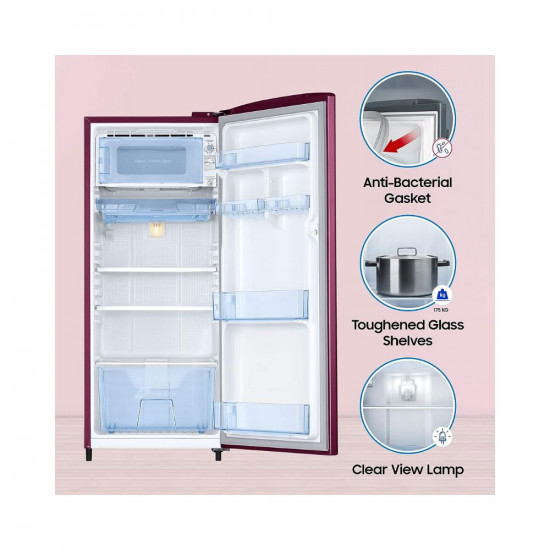 Samsung 183 L 3 Star Digital Inverter Direct Cool Single Door Refrigerator (RR20C1723R8/HL, Saffron Red 2023 Model)