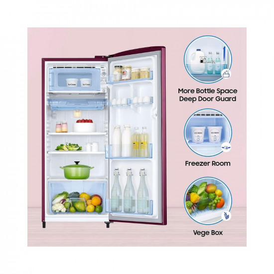 Samsung 183 L 3 Star Digital Inverter Direct Cool Single Door Refrigerator (RR20C1723R8/HL, Saffron Red 2023 Model)