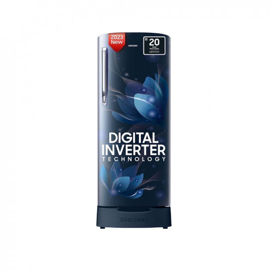 Samsung 183 L 3 Star Digital Inverter Direct Cool Single Door Refrigerator (RR20C1823U8/HL, Saffron Blue, Base Stand with Drawer 2023 Model)