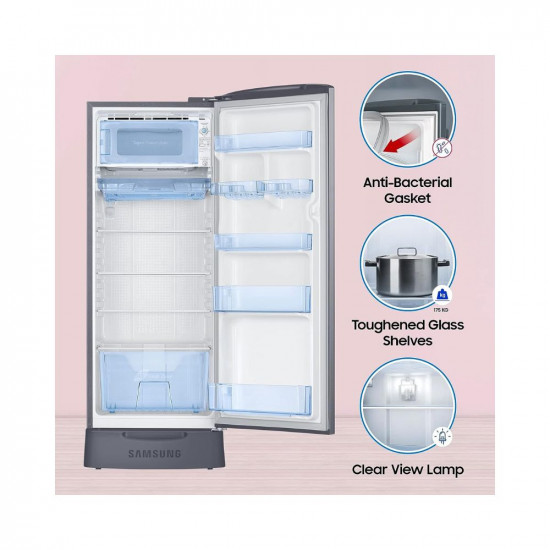Samsung 223 L 3 Star Digital Inverter Direct Cool Single Door Refrigerator (RR24C2823S8/NL, Silver, Elegant Inox, Base Stand with Drawer 2023 Model)