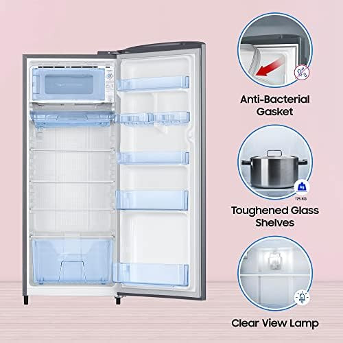 Samsung 223 L 3 Star Inverter Direct-Cool Single Door Refrigerator RR24C2723S8NL Silver Elegant Inox 2024 Model