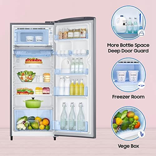 Samsung 223 L 3 Star Inverter Direct-Cool Single Door Refrigerator RR24C2723S8NL Silver Elegant Inox 2024 Model