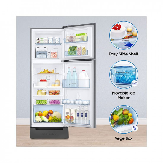 Samsung 236 L 2 Star Digital Inverter Frost Free Double Door Refrigerator (RT28C3122S8/HL, Silver, Elegant Inox, Base Stand with Drawer 2023 Model)