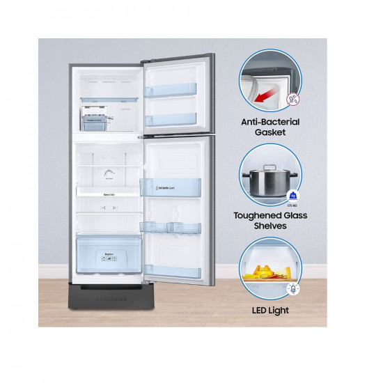 Samsung 236 L 2 Star Digital Inverter Frost Free Double Door Refrigerator (RT28C3122S8/HL, Silver, Elegant Inox, Base Stand with Drawer 2023 Model)