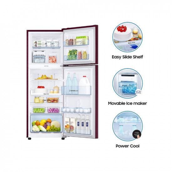 Samsung 253L 2 Star Inverter Frost Free Double Door Refrigerator (?RT28T3922R8/HL, ?Convertible, Saffron Red, 2022 Model)