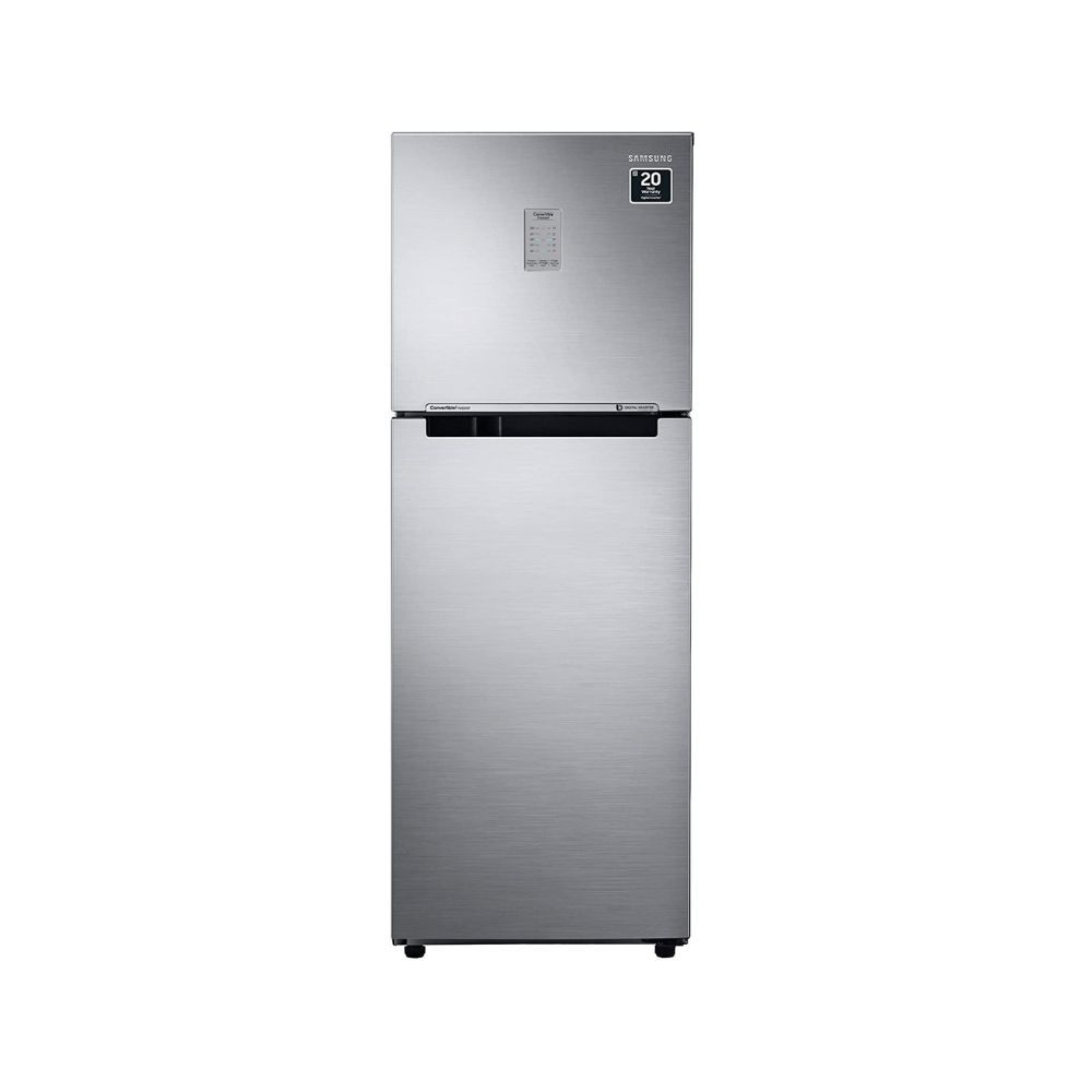 Samsung 253L 3 Star Inverter Frost Free Double Door Refrigerator RT28T3743S8HL Silver Elegant Inox Convertible
