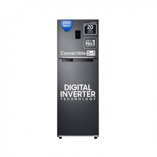 Samsung 301 L 2 Star Convertible 5In1, Digital Inverter Frost Free Double Door Refrigerator (RT34C4522B1/HL, Black Matt 2023 Model)