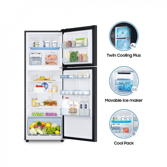 Samsung 301 L 2 Star Convertible 5In1, Digital Inverter Frost Free Double Door Refrigerator (RT34C4522B1/HL, Black Matt 2023 Model)
