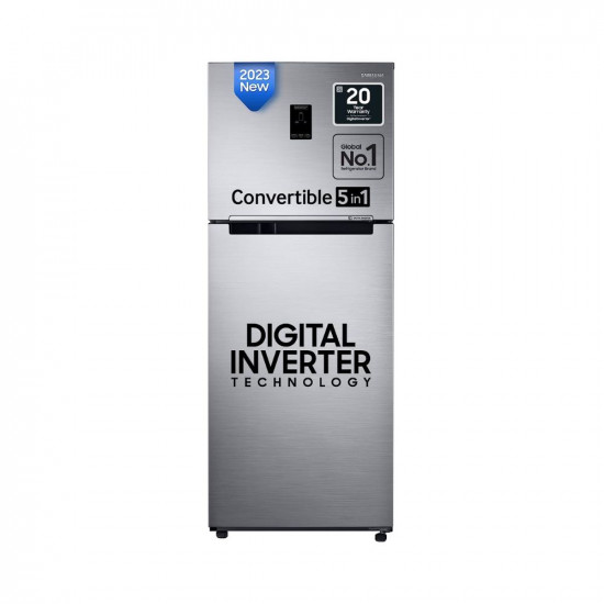Samsung 363 L 2 Star Convertible 5In1, Digital Inverter with Display Frost Free Double Door Refrigerator (RT39C5532S8/HL, Silver, Elegant Inox 2023 Model)