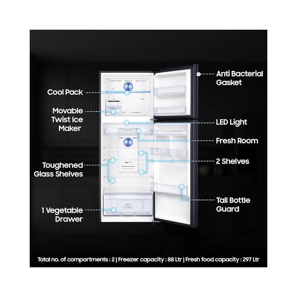 Samsung 385 L 2 Star Convertible 5-in-1 Digital Inverter with Display Frost Free Double Door Refrigerator