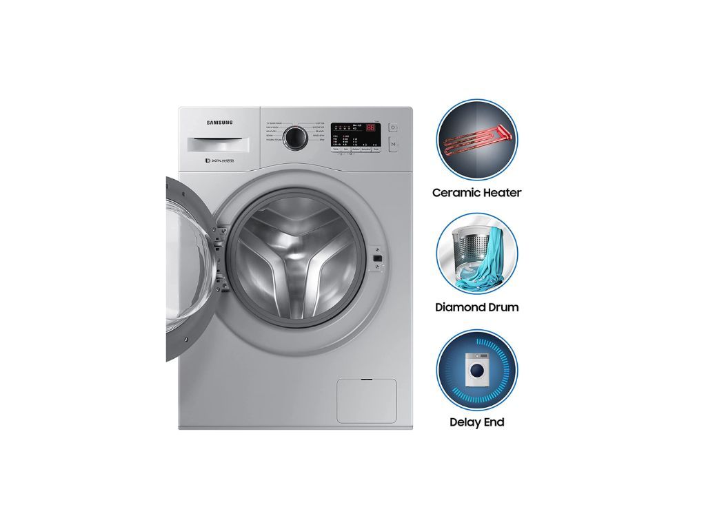 Samsung 6.0 Kg Inverter 5 star Fully-Automatic Front Loading Washing Machine (WW60R20GLSS/TL, Silver, Hygiene steam)