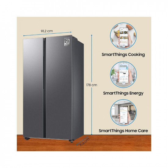 Samsung 653 L Frost Free Convertible 5In1, Digital Inverter Wi-Fi Enabled Side by Side Refrigerator (RS76CG8003S9HL, Refined Inox, 2023 Model)