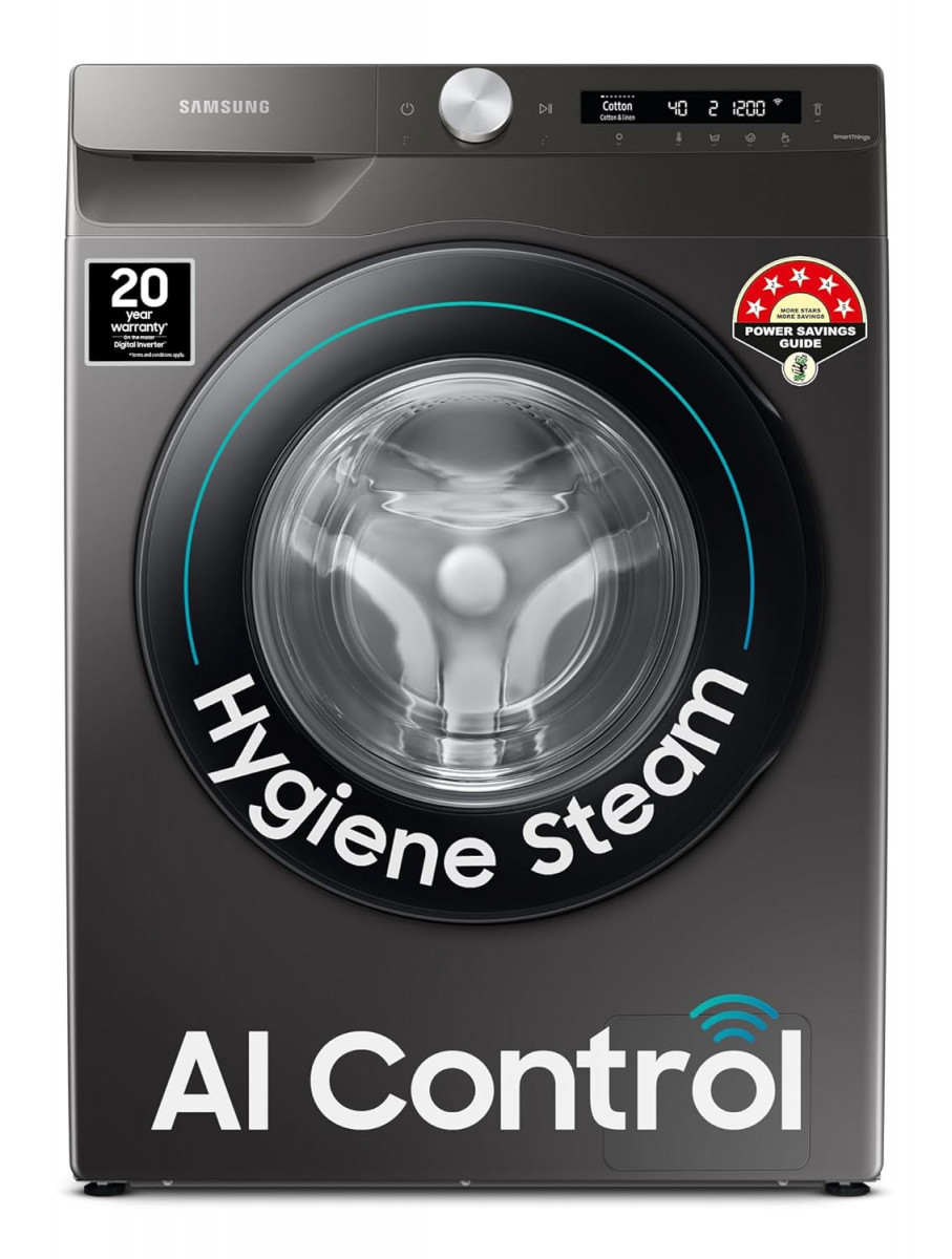 Samsung 7 kg 5 Star AI Control Wi-Fi Digital Inverter Motor Fully-Automatic Front Load Washing Machine WW70T502NAN1TL Hygiene Steam Inox