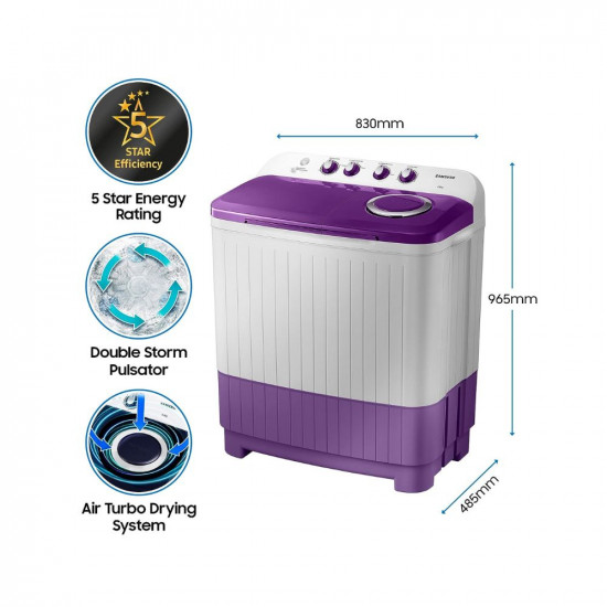 Samsung 7 kg, 5 star, Semi-Automatic Washing Machine (WT70M3000UU/TL, Air Turbo Drying, LIGHT GRAY)