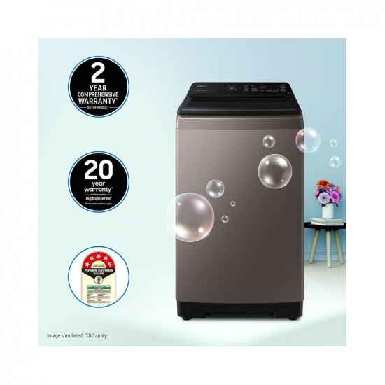Samsung 7 Kg 0395 Star Ecobubble Wi-Fi Inverter Fully Automatic Top Load Washing Machine WA70BG4542BYTLLavender Gray Bubble Storm technology