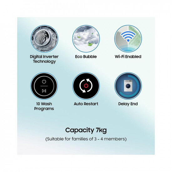 Samsung 7 Kg 0395 Star Ecobubble Wi-Fi Inverter Fully Automatic Top Load Washing Machine WA70BG4542BYTLLavender Gray Bubble Storm technology