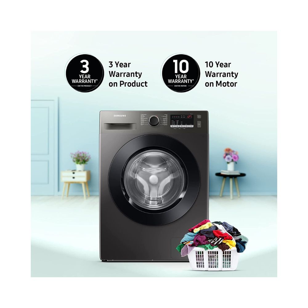 Samsung 8 Kg 5 Star Inverter Fully-Automatic Front Loading Washing Machine (WW80T4040CX1TL, Inox, In-Built Heater)