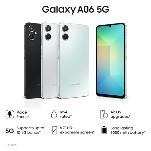 Samsung Galaxy A06 5G Gray 4GB RAM 64GB Storage True 5G with 12 5G Bands  50MP Dual Camera  4 Gen Updates  IP54  Voice Focus