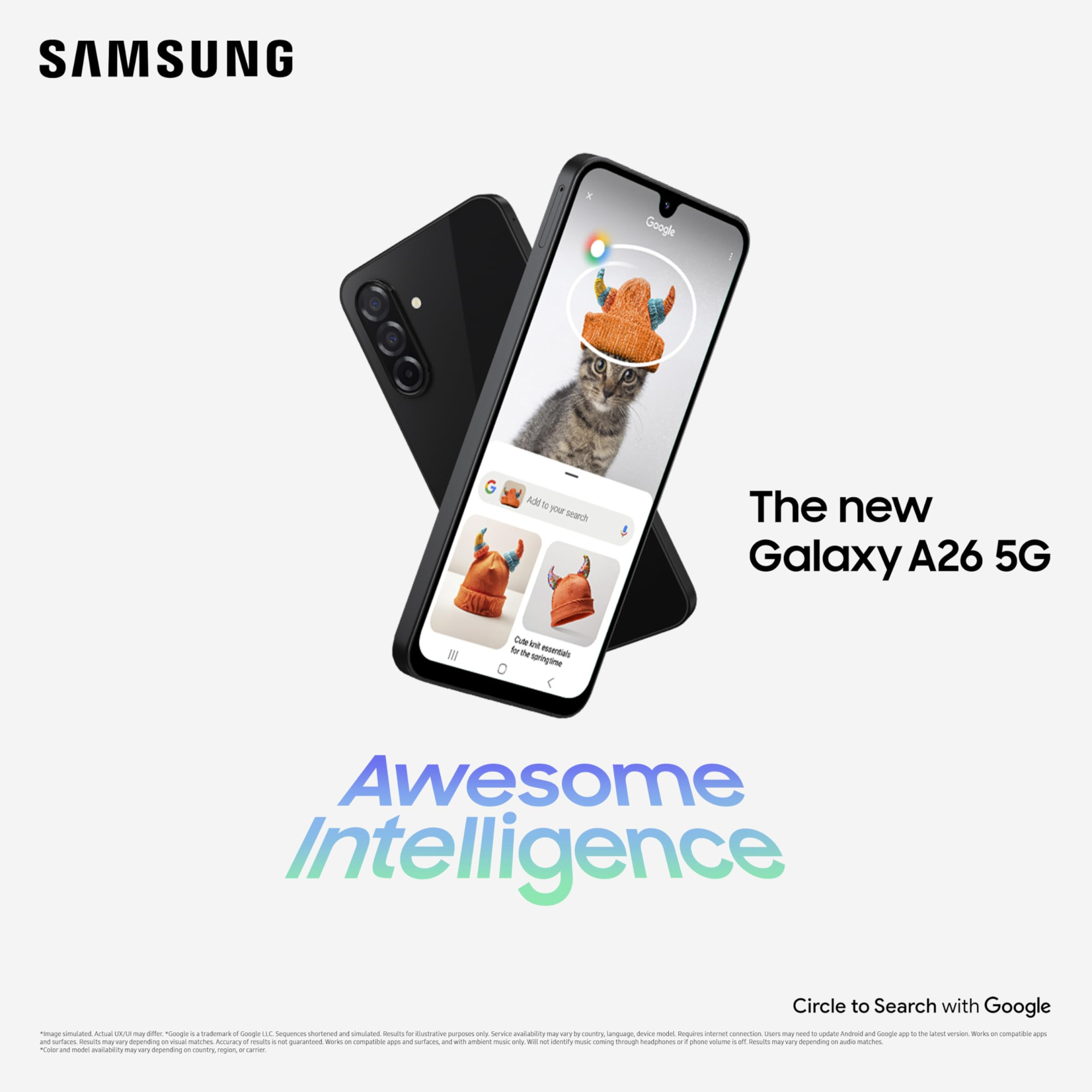 Samsung Galaxy A26 5G Awesome Black 8GB 128GB  Awesome Intelligence Circle to Search Intelligent Editing  Awesome 50MP Triple Camera  IP67