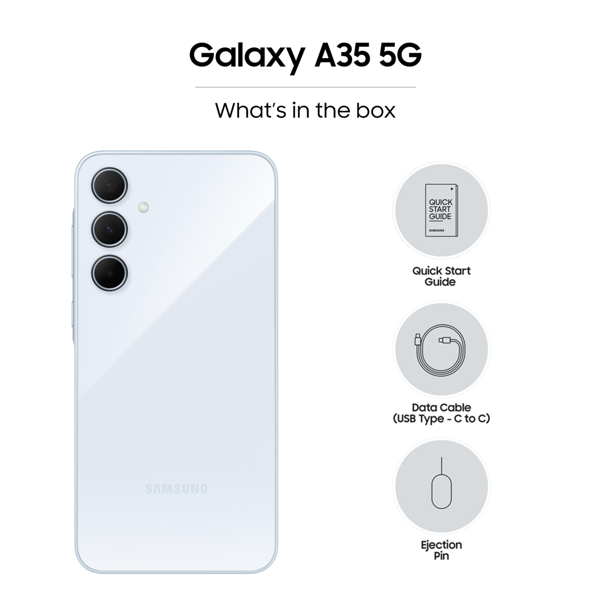 Samsung Galaxy A35 5G Awesome Iceblue 8GB RAM 256GB Storage  Premium Glass Back  50 MP Main Camera OIS  Nightography  IP67  Corning Gorilla Glass Victus  sAMOLED with Vision Booster