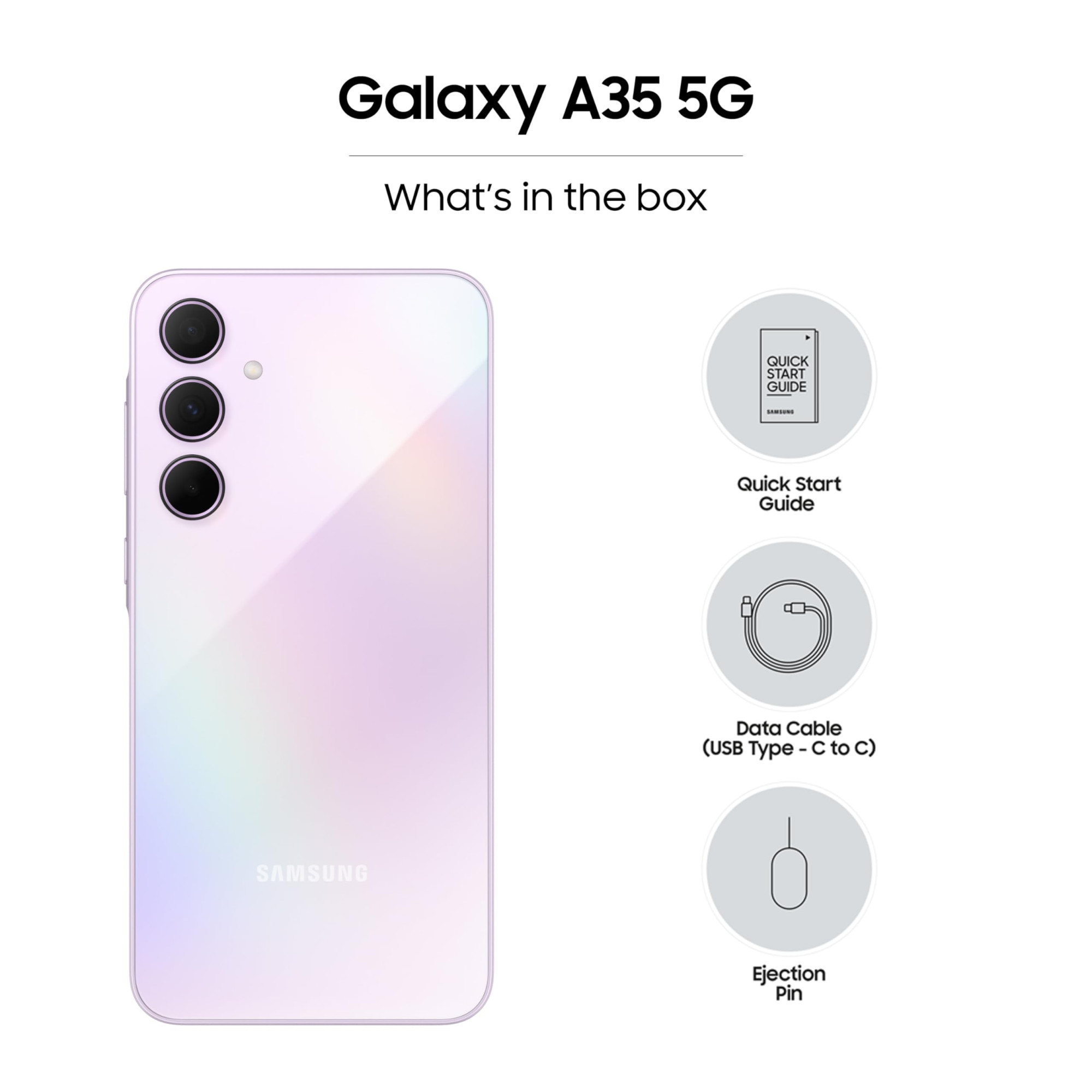 Samsung Galaxy A35 5G Awesome Lilac 8GB RAM 128GB Storage  Premium Glass Back  50 MP Main Camera OIS  Nightography  IP67  Corning Gorilla Glass Victus  sAMOLED with Vision Booster