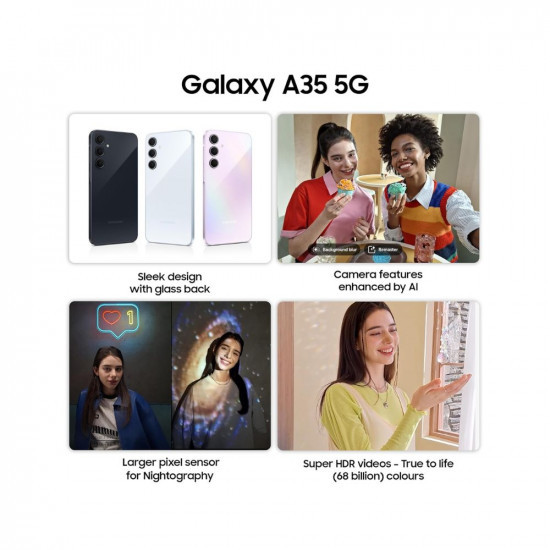 Samsung Galaxy A35 5G Awesome Navy 8GB RAM 128GB Storage  Premium Glass Back  50 MP Main Camera OIS  Nightography  IP67  Corning Gorilla Glass Victus  sAMOLED with Vision Booster