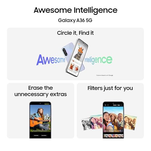 Samsung Galaxy A36 5G Awesome Lavender 8GB 128GB  Awesome Intelligence Circle to Search Intelligent Editing  Awesome 4nm Snapdragon Processor  Flagship Grade Selfie Camera