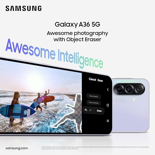 Samsung Galaxy A36 5G Awesome Lavender 8GB 128GB  Awesome Intelligence Circle to Search Intelligent Editing  Awesome 4nm Snapdragon Processor  Flagship Grade Selfie Camera