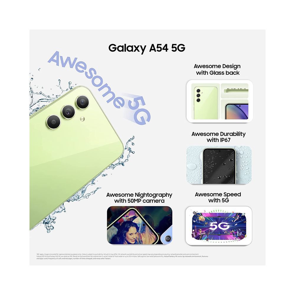 Samsung Galaxy A54 5G (Awesome Lime, 8GB, 256GB Storage) | 50 MP No Shake Cam (OIS) | IP67