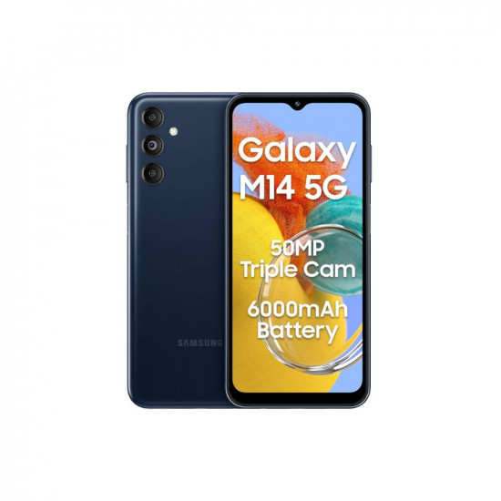 Samsung Galaxy M14 5G (Berry Blue,6GB,128GB)|50MP Triple Cam|Segment's Only 6000 mAh 5G SP|5nm Processor|2 Gen. OS Upgrade & 4 Year Security Update|12GB RAM with RAM Plus|Android 13|Without Charger