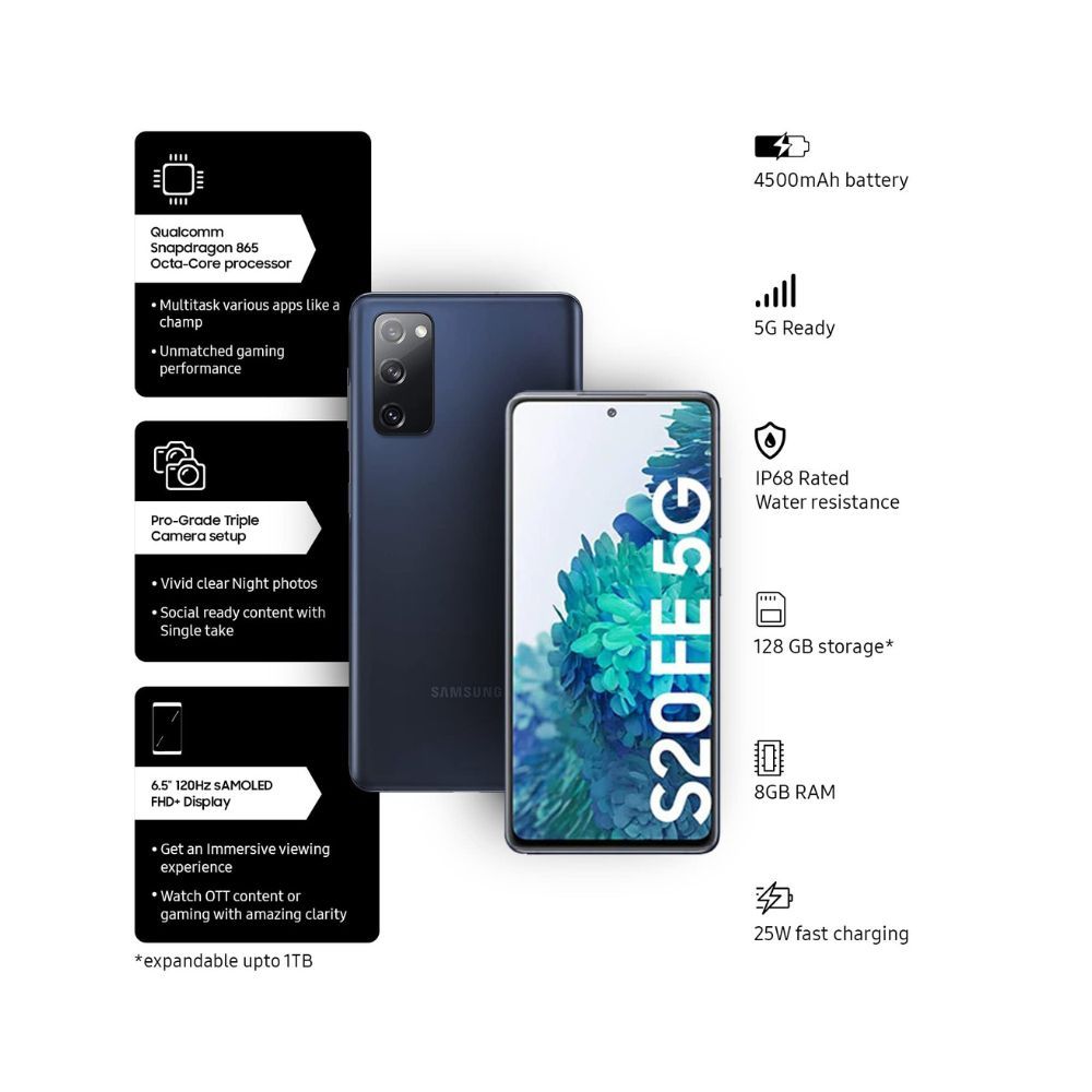 Samsung Galaxy S20 FE 5G (Cloud Navy, 8GB RAM, 128GB Storage)
