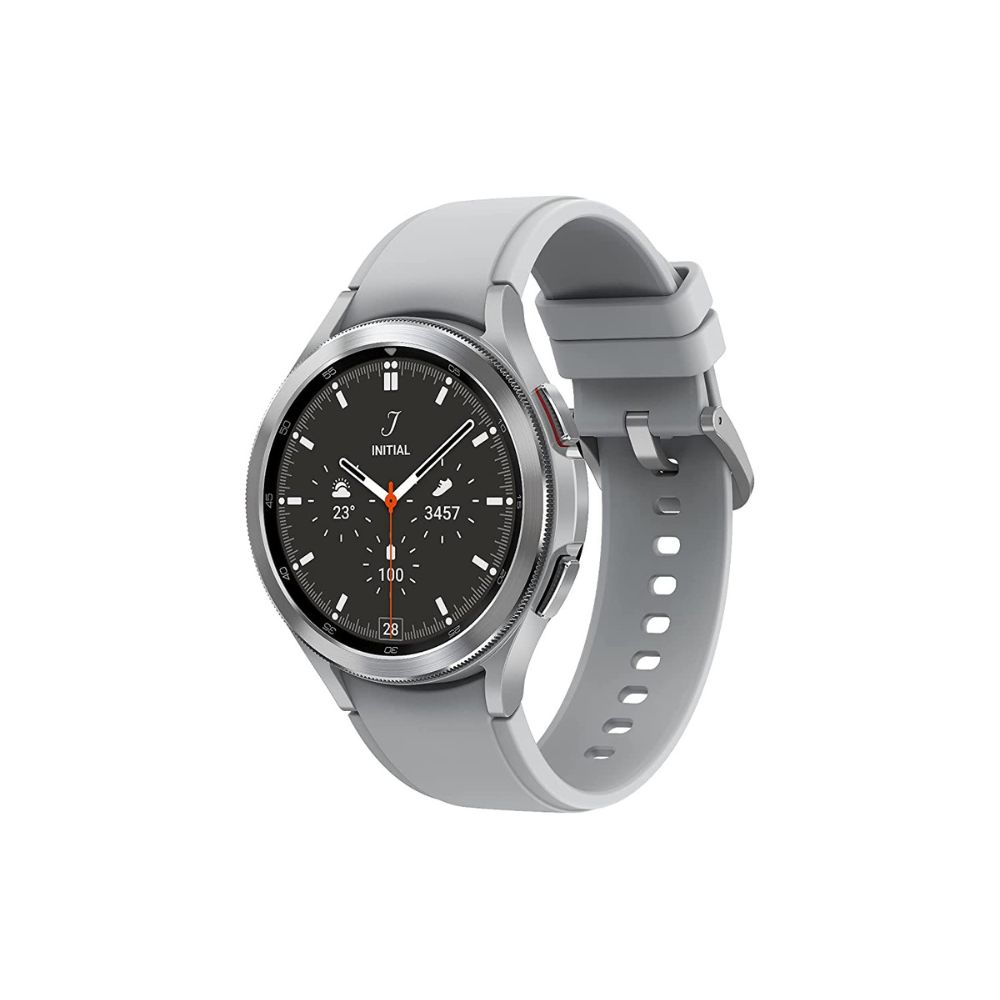 Samsung Galaxy Watch4 Classic Bluetooth (4.6cm) Smartwatch  (Silver Strap, Free Size)