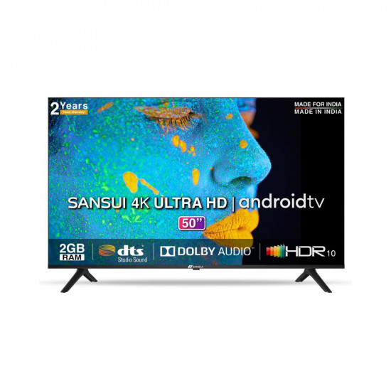 Sansui 127 cm 50 inches 4K Ultra HD Certified Android LED TV JSW50ASUHD Mystique Black