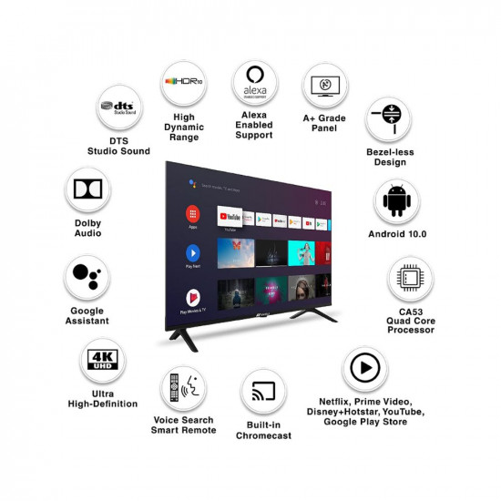 Sansui 127 cm 50 inches 4K Ultra HD Certified Android LED TV JSW50ASUHD Mystique Black