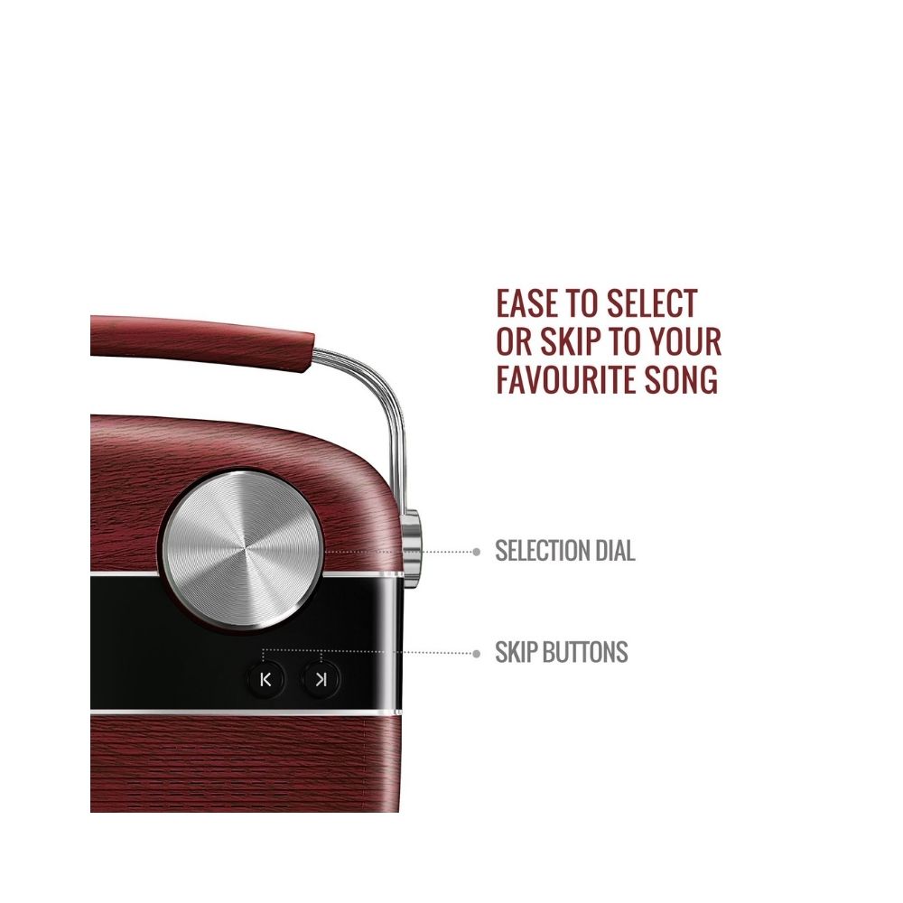 Saregama Carvaan Hindi - Portable Music Player with 5000 Preloaded Songs FMBTAUX Cherrywood Red - Without App