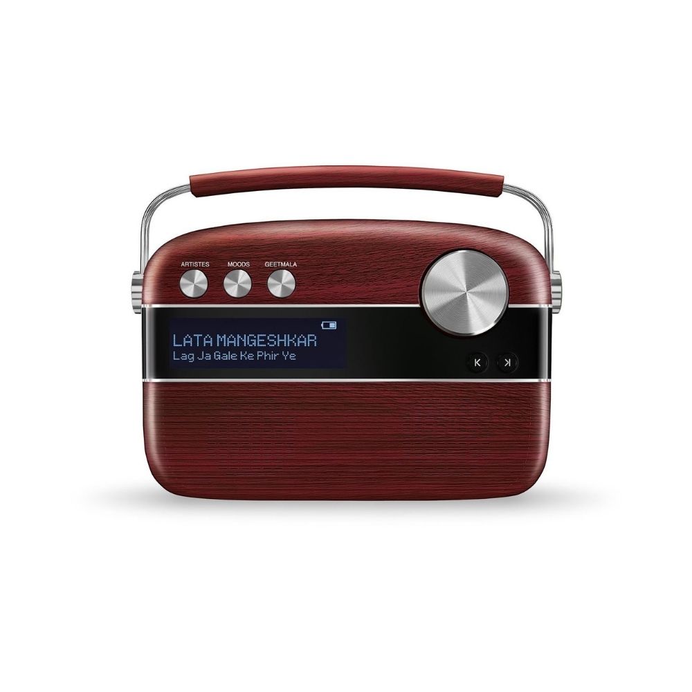 Saregama Carvaan Hindi - Portable Music Player with 5000 Preloaded Songs FMBTAUX Cherrywood Red - Without App