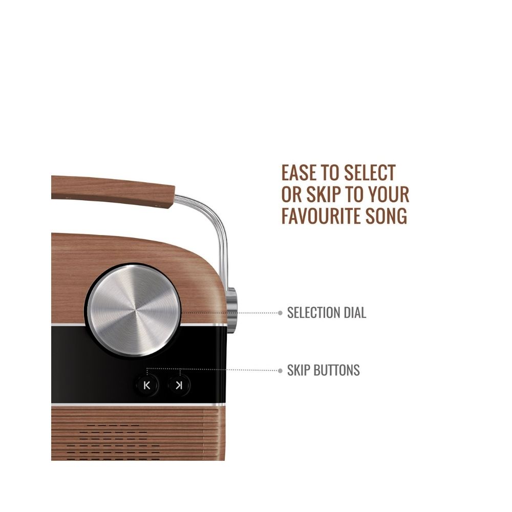Saregama Carvaan Hindi - Portable Music Player with 5000 Preloaded Songs FMBTAUX Oak Wood Brown - Without App