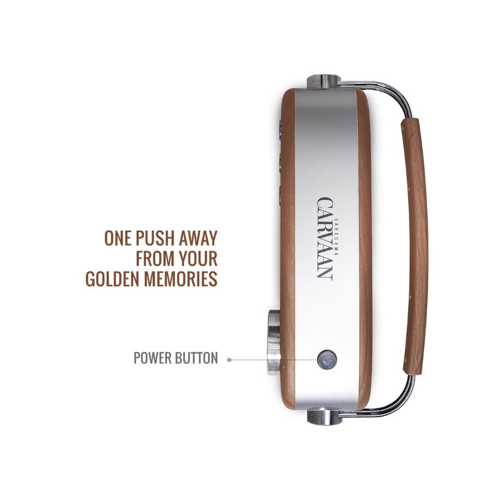 Saregama Carvaan Hindi - Portable Music Player with 5000 Preloaded Songs FMBTAUX Oak Wood Brown - Without App