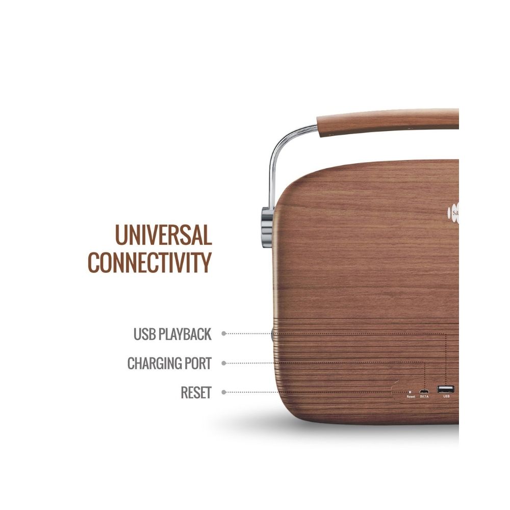 Saregama Carvaan Hindi - Portable Music Player with 5000 Preloaded Songs FMBTAUX Oak Wood Brown - Without App