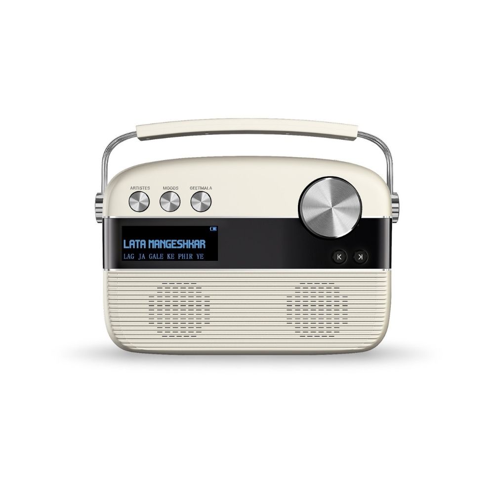 Saregama Carvaan Hindi - Portable Music Player with 5000 Preloaded Songs FMBTAUX Porcelain White - Without App