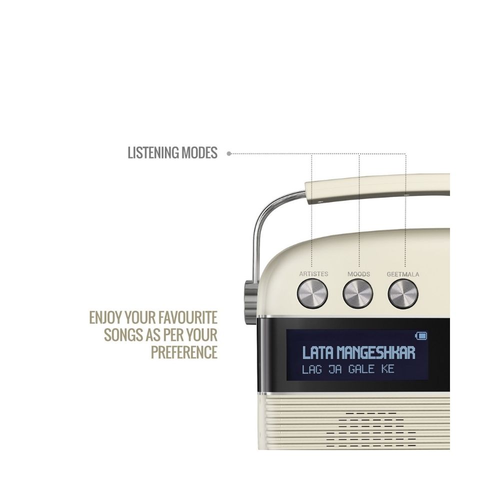 Saregama Carvaan Hindi - Portable Music Player with 5000 Preloaded Songs FMBTAUX Porcelain White - Without App